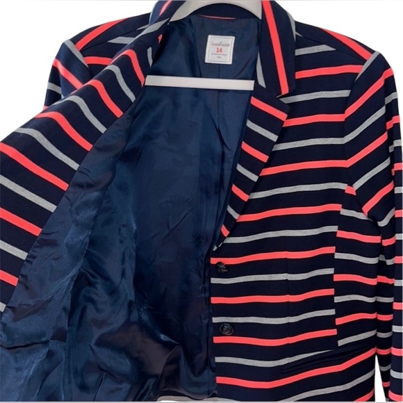 EUC GAP Academy Blazer- Preppy, Navy, Grey, Coral Striped DARLING Size 14 - Picture 4 of 8